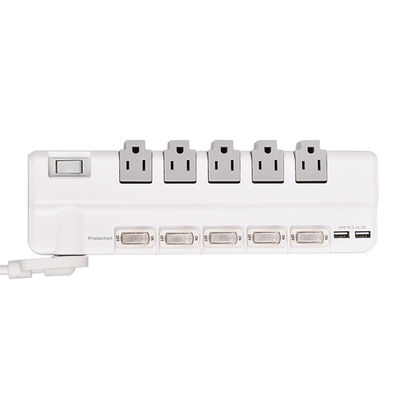 5 outlet UL and CUL Tested Power Strip 1.5ft 3*14AWG Cord with Switch, Surge Protector USB Adapter