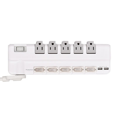 5 outlet UL and CUL Tested Power Strip 1.5ft 3*14AWG Cord with Switch, Surge Protector USB Adapter