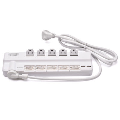 5 outlet UL and CUL Tested Power Strip 1.5ft 3*14AWG Cord with Switch, Surge Protector USB Adapter