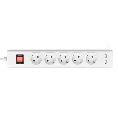 5 outlet CE GS Tested Power Strip 1.5m Cord with Switch, 2USB, Surge Protector