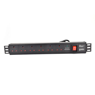 6 Way UK Type PDU Extension Socket With On/Off Switch, Surge