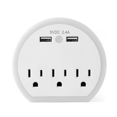 Wall Power Socket with Surge Protector ETL cETL Passed 3 Outlets 2USB