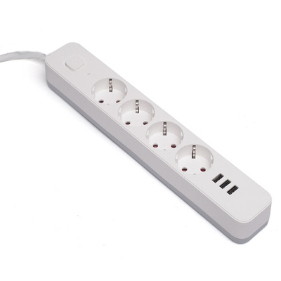4 outlet Germany Type Extension Socket With On/Off Switch 3USB