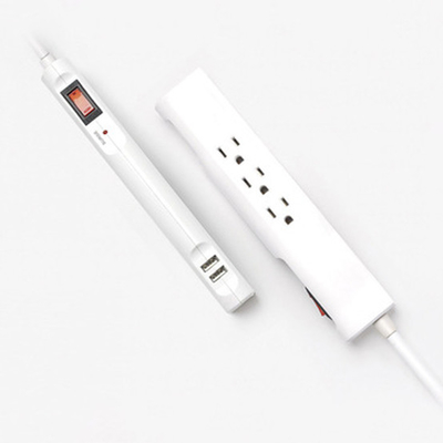 3 outlet Power Strip and Extension Socket With 15A Circuit Breaker Surger Protector 2USB