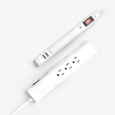 3 outlet Power Strip and Extension Socket With 15A Circuit Breaker Surger Protector 2USB