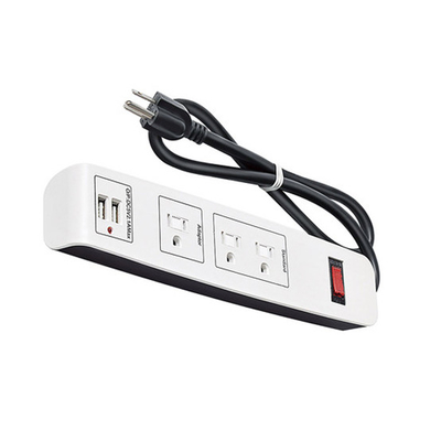 3 outlet Power Strip and Extension Socket With 15A Circuit Breaker Surger Protector 2USB