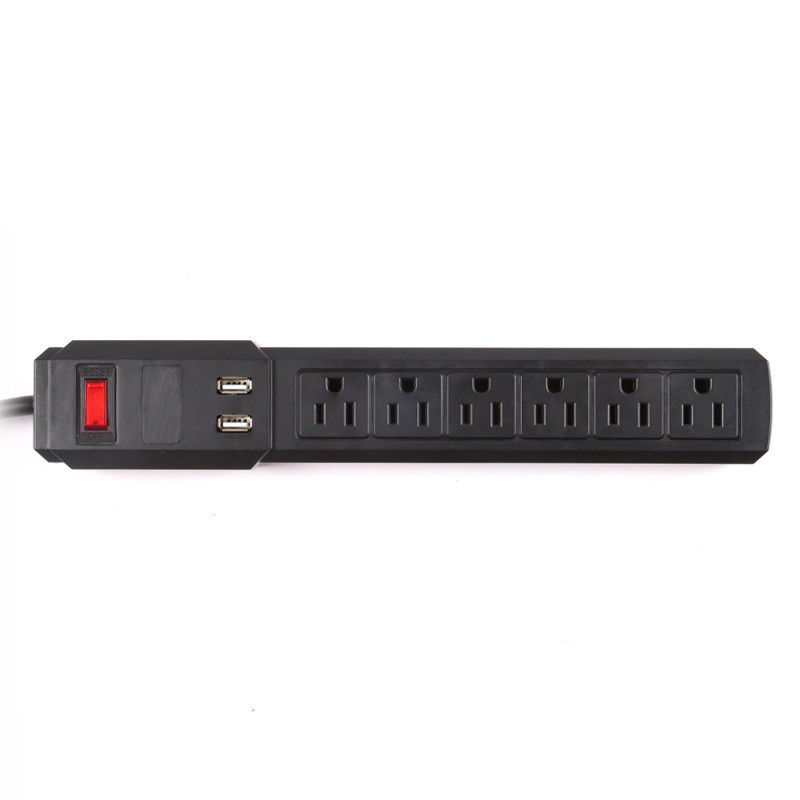 5 outlet Power Socket 1.5FT Cord with on/off Switches, 2 USB Surge Protector
