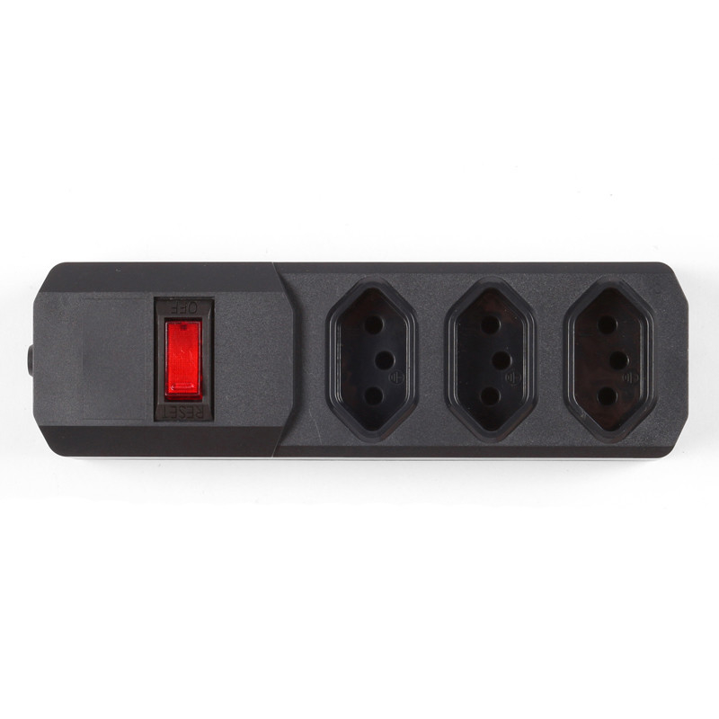 3 outlet Brazil Type Extension Socket With On/Off Switch